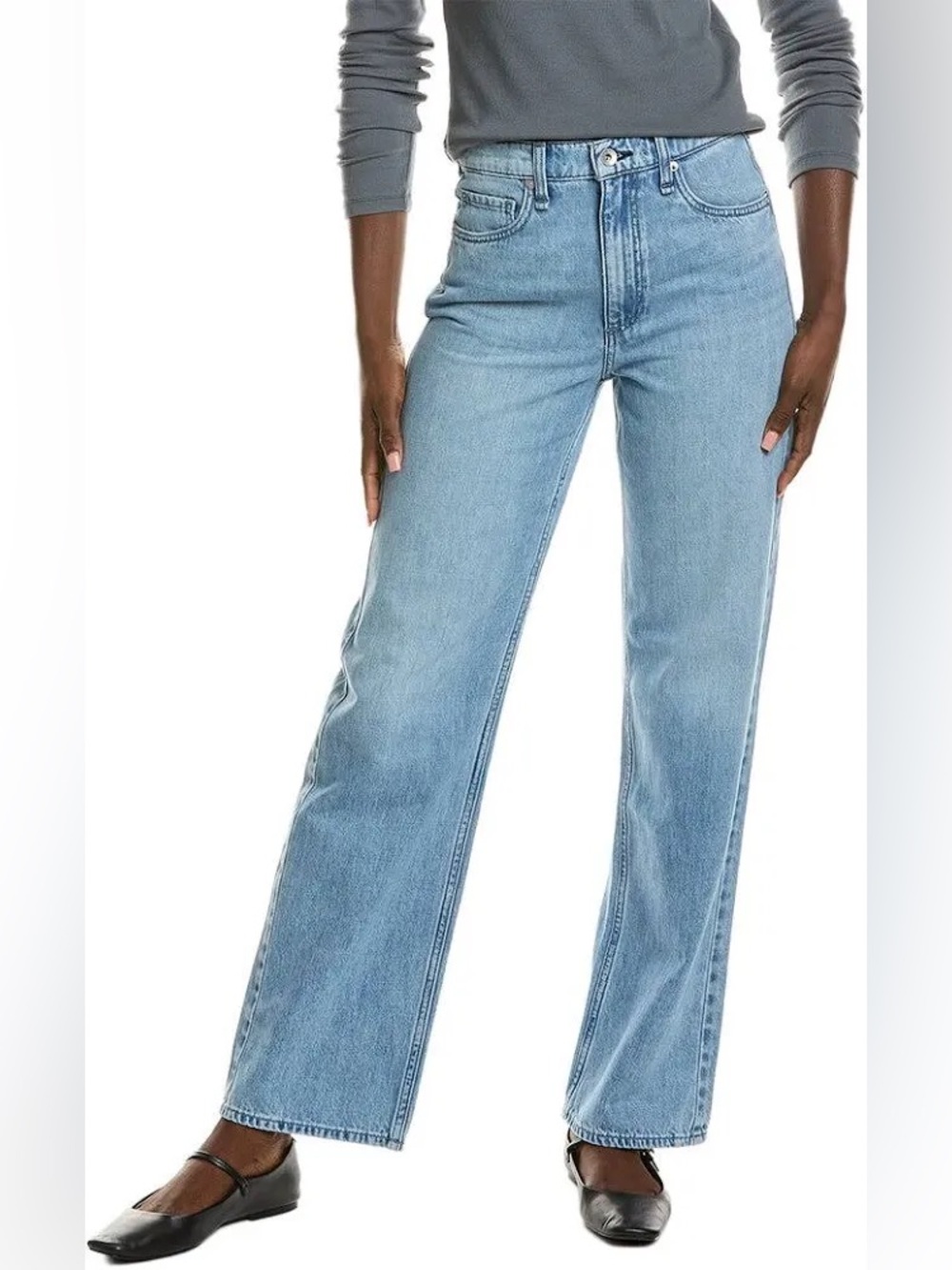 rag & bone medium blue high-rise straight jeans